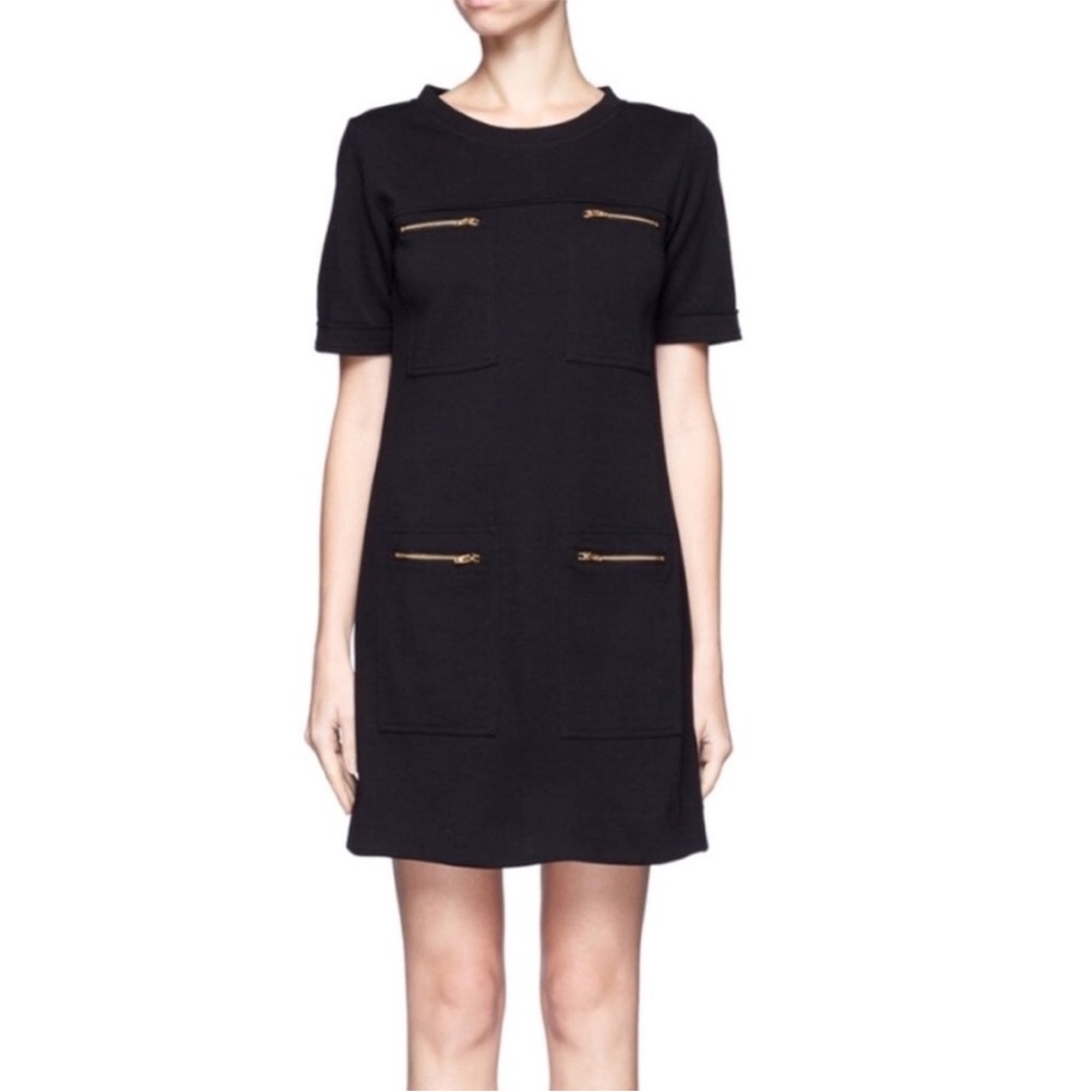 J.CREW Wool Gold Zip Pocket Shift Dress Black Size 6